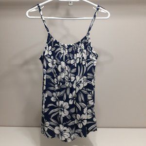 Blue and White Hibiscus Flower Top